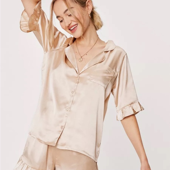 Nasty Gal Other - NWT NastyGal Satin Champagne Pajama Matching Set